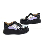 Pantofi Casual Dama din piele Naturala,Hanny,negrii cu lila